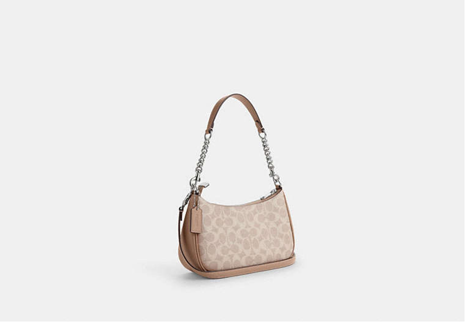 Coach Teri Shoulder Bag In Taupe Signature Canvas