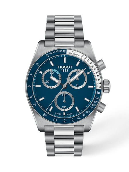 Tissot PR516 T149.417.11.041.00 blue dial steel chronograph watch