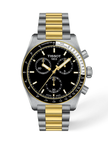 Tissot PR516 T149.417.22.051.00 two-tone gold chronograph with black dial