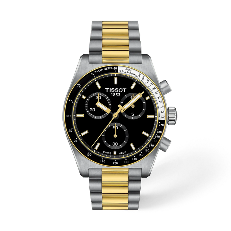Tissot PR516 T149.417.22.051.00 two-tone gold chronograph with black dial