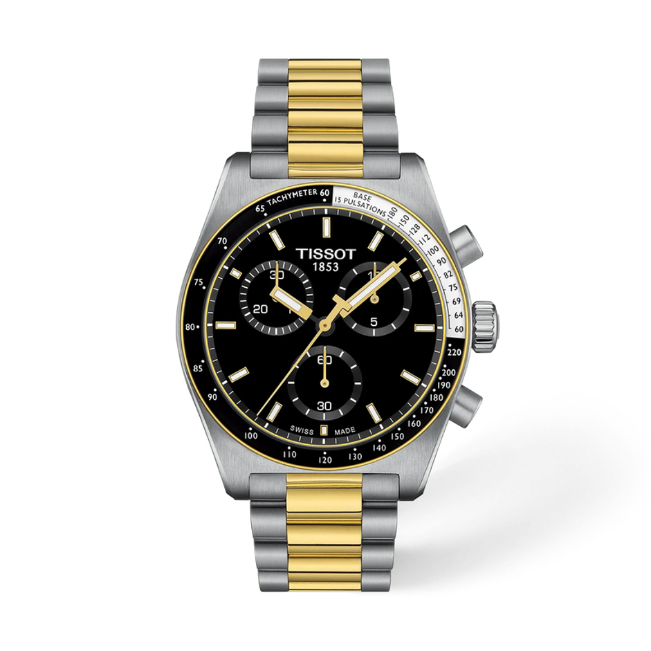 Tissot PR516 Chronograph Two-Tone Gold Black Dial Men's Watch T149.417.22.051.00