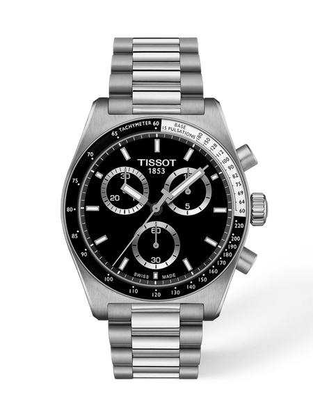 Tissot PR516 T149.417.11.051.00 black dial steel chronograph watch