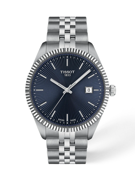 Tissot Ballade T156.410.11.041.00 blue guilloche dial quartz watch on steel bracelet