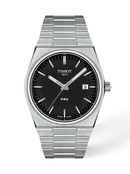 Tissot PRX T137.410.11.051.00 black sun-brushed dial quartz watch integrated bracelet