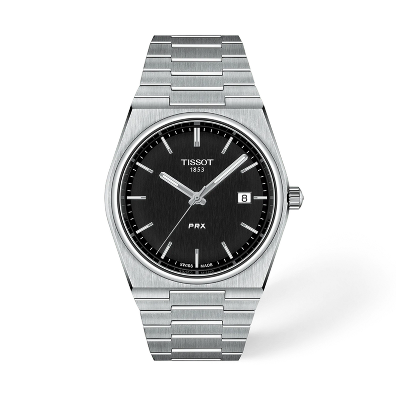 Tissot PRX T137.410.11.051.00 black sun-brushed dial quartz watch integrated bracelet