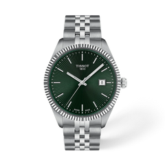 Tissot Ballade T156.410.11.091.00 green guilloche dial quartz watch on steel bracelet