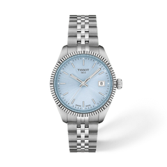 Tissot Ballade 34mm steel watch with ice blue guilloche dial