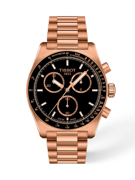 Tissot PR516 T149.417.33.051.00 rose gold PVD chronograph with black dial