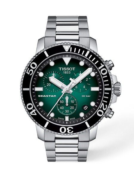 Tissot Seastar 1000 T120.417.11.091.01 green gradient dial chronograph dive watch