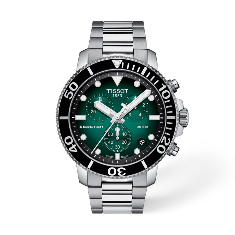 Tissot Seastar 1000 T120.417.11.091.01 green gradient dial chronograph dive watch