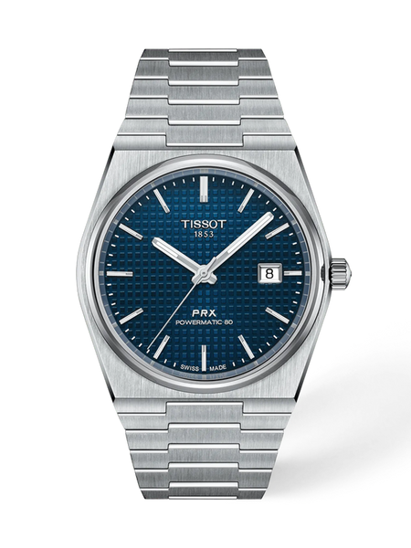 Tissot PRX T137.407.11.041.00 Powermatic 80 blue waffle dial integrated bracelet watch