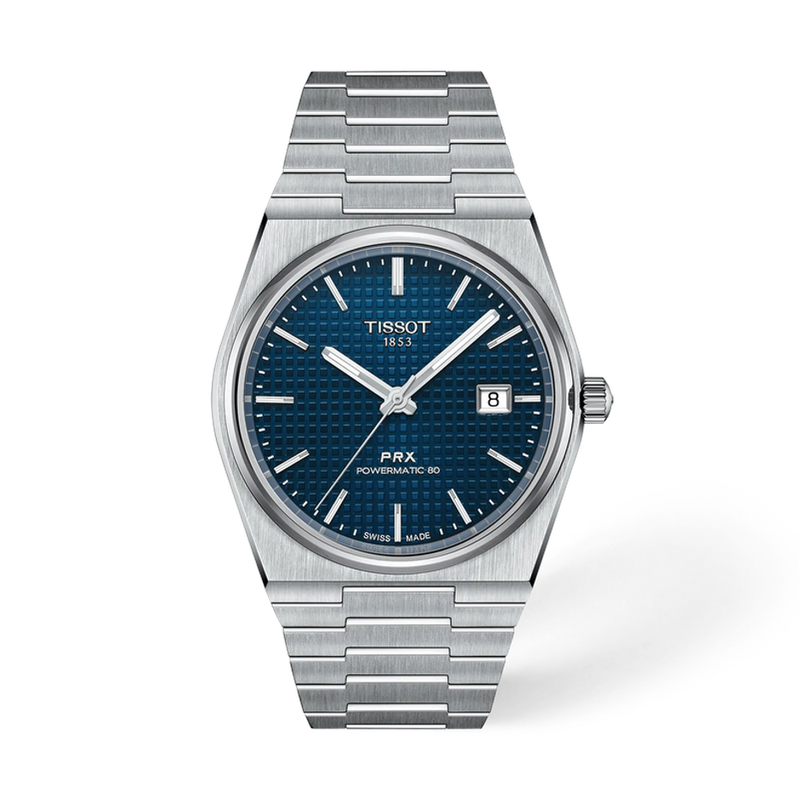 Tissot PRX T137.407.11.041.00 Powermatic 80 blue waffle dial integrated bracelet watch