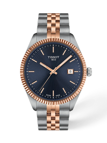 Tissot Ballade T156.410.22.041.00 two-tone rose gold blue dial quartz watch