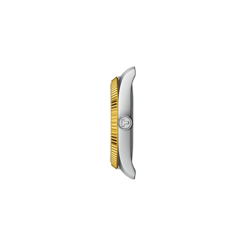 Tissot Ballade two-tone gold fluted bezel detail