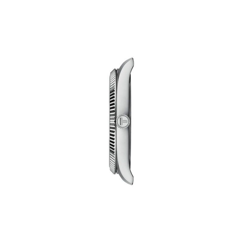Tissot Ballade T156.410.11.041.00 fluted bezel and blue sunburst dial detail