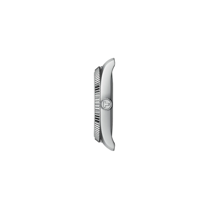Tissot Ballade ice blue dial, fluted bezel detail