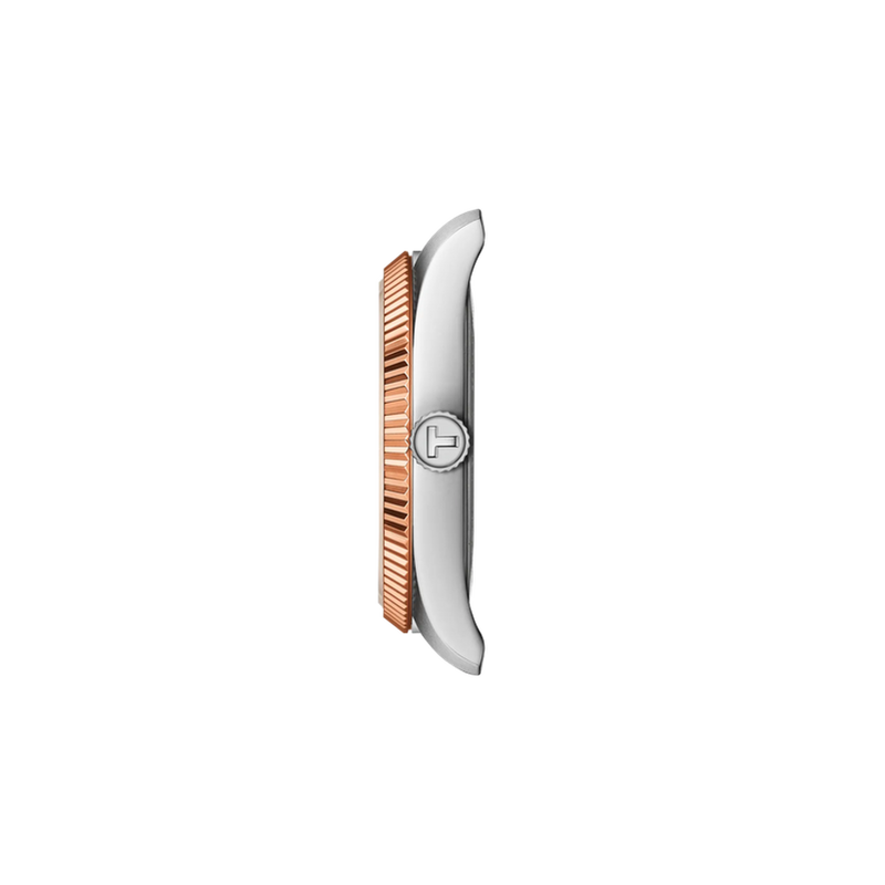 Tissot Ballade rose gold fluted bezel detail