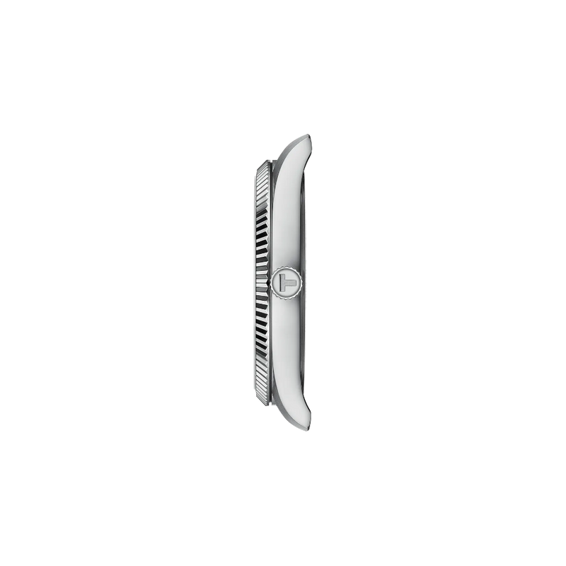 Tissot Ballade T156.410.11.091.00 fluted bezel and green sunburst dial detail