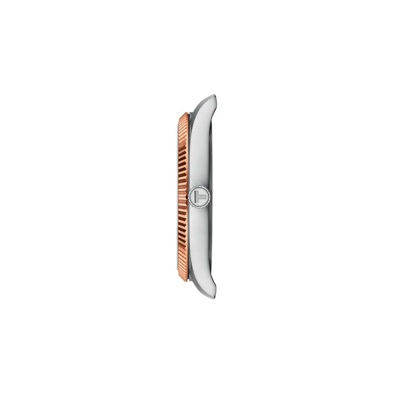 Tissot Ballade T156.410.22.041.00 rose gold fluted bezel and blue guilloche dial