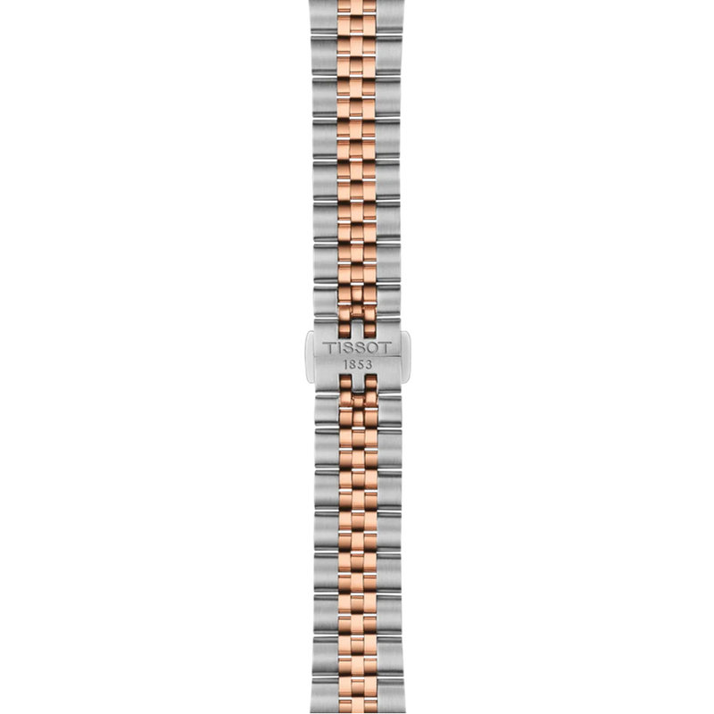 Tissot Ballade two-tone rose gold watch, side profile