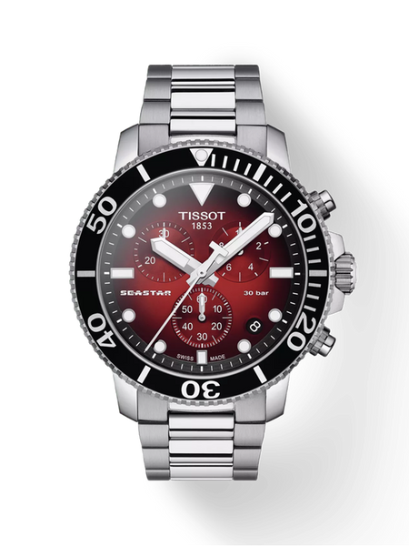 Tissot Seastar 1000 T120.417.11.421.00 red gradient dial chronograph dive watch