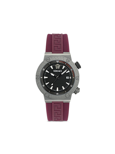 Versace Greca Logo Diver 43mm watch with black dial and Medusa head