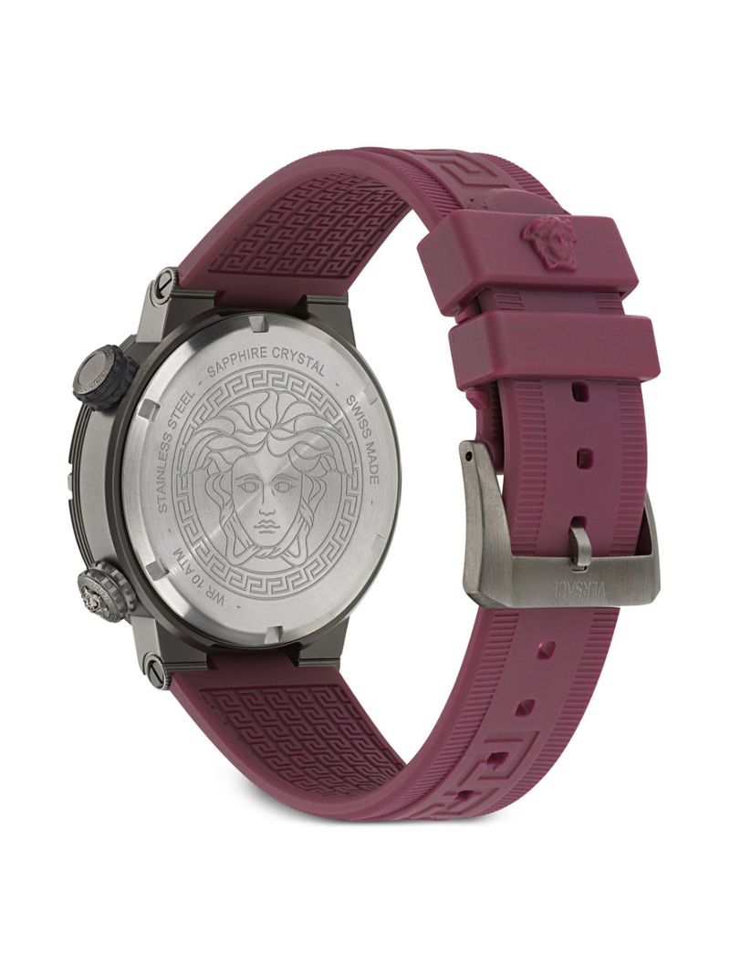 Versace Greca Logo Diver bezel and screw detail